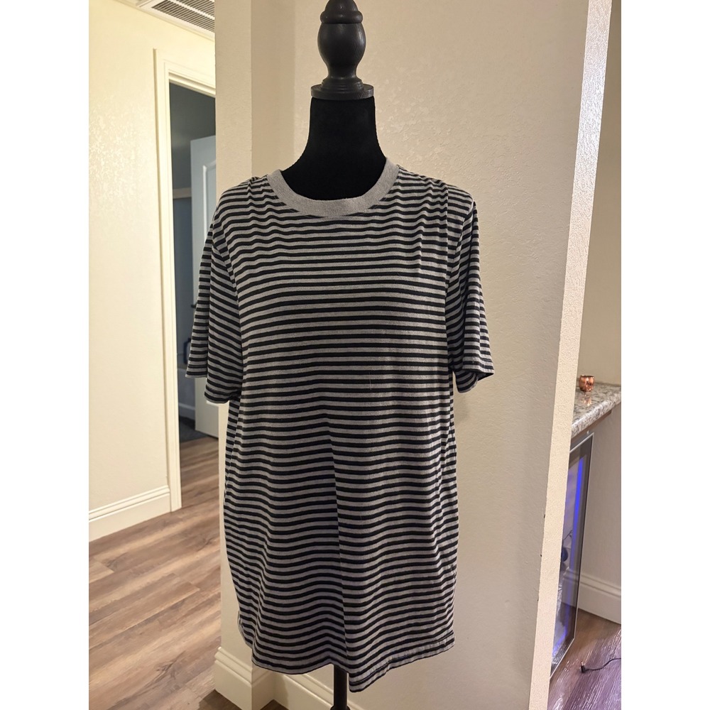 Urban Pipeline Mens Striped Short Sleeve Crewneck T-Shirt Gray Black Size M